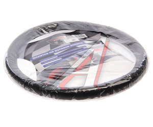 Изображение 1, HJ-S1014BK-L Оплетка руля (L) 39-41см черная экокожа TORINO