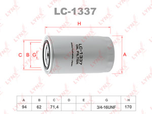 Изображение 1, LC1337 Фильтр масляный VW T4 (90-03), LT28-55 (-96) (D/TDI) LYNX