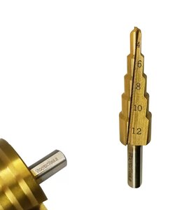 Изображение 2, 4-12 Сверло ступенчатое 4.0-12.0мм 9 ступеней VERTEXTOOLS