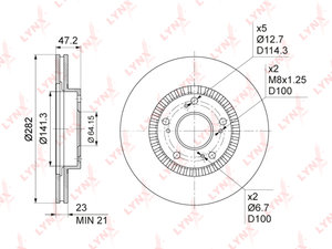 Изображение 1, BN1033 Диск тормозной HONDA Civic 4D, 5D (06-12) передний (1шт.) LYNX