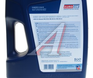 Изображение 3, 220005 Масло моторное CLEANTEC C4 5W30 синт.5л EUROLUB