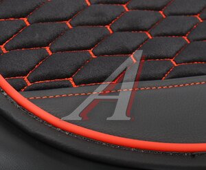 Изображение 2, AUT-600 BK/RD Накидка на сиденье алькантара стеганая/эко-кожа черная-красная (2шт.) Autobiography AUTOPROFI