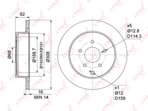 Изображение 3, BN1116 Диск тормозной NISSAN Pathfinder (12-) задний (1шт.) LYNX
