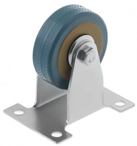 Изображение 3, 3052100 Колесо для тележки d=100мм 65кг платф. неповоротное резина серый МФК