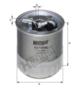 Изображение 2, H278WK Фильтр топливный JEEP Cherokee (06-) HENGST