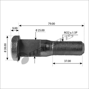 Изображение 3, 300.515 Шпилька колеса TRAILOR (M22х1.5х74) с шлицами MANSONS