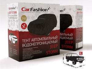 Изображение 1, 42165 Тент на автомобиль (XL) 520х195х185см черный Jeep-XL CARFASHION