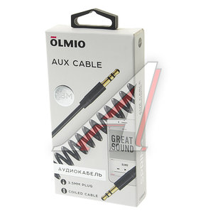 Изображение 2, OLM-038643 Кабель jack 3.5 1.8м черный витой OLMIO