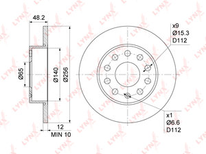 Изображение 1, BN1193 Диск тормозной VW Golf, Touran SKODA Octavia задний (1шт.) LYNX