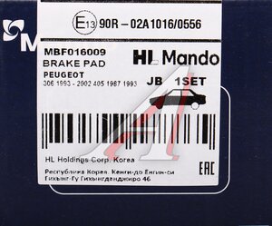 Изображение 7, MBF016009 Колодки тормозные PEUGEOT 405 (92-) передние (4шт.) MANDO