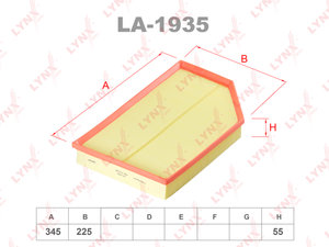 Изображение 2, LA1935 Фильтр воздушный VOLVO S60, S70, S80, XC70 (2.0/2.4) LYNX