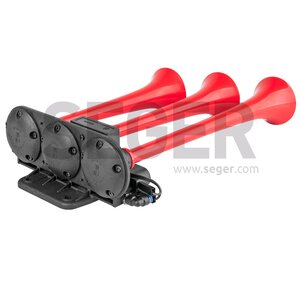 Изображение 2, 86EH24.100.03K Сигнал звуковой 24V воздушный 3-х рожковый красный (мелодийный) SEGER