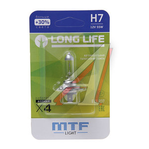 Изображение 1, HLL1207B Лампа 12V H7 55W PX26d +30% блистер (1шт.) Long Life MTF