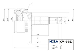 Изображение 4, CV10-023 ШРУС наружный NISSAN Almera (01-05) комплект HOLA