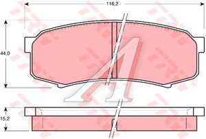 Изображение 3, GDB1182 Колодки тормозные TOYOTA Land Cruiser 80, 90, 120, 150 MITSUBISHI Pajero (07-) задние TRW