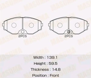 Изображение 2, MS-2261 Колодки тормозные NISSAN Maxima CA33 (00-) передние (4шт.) MASUMA