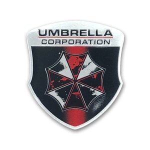 Изображение 2, SHK047-01 Наклейка металлическая 3D "Амбрелла щит темный" 50х55мм MASHINOKOM