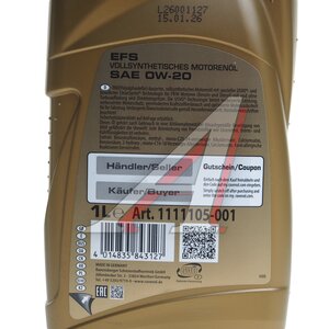 Изображение 3, 1111105-001-01-999 Масло моторное RAVENOL EFS 0W20 синт. C5/C6 GF-6A 1л