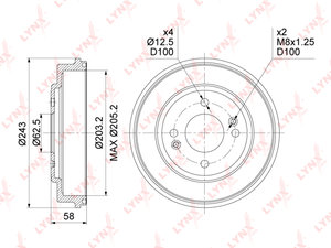 Изображение 1, BM1072 Барабан тормозной HYUNDAI Getz (02-) задний (1шт.) LYNX