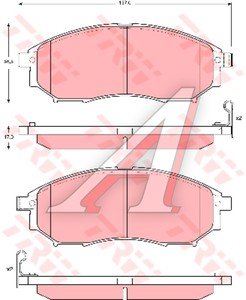 Изображение 4, GDB3392 Колодки тормозные NISSAN Pathfinder, Navara (2.5CDI) (R17) передние (4шт.) TRW