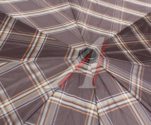 Изображение 3, 730 (M 7830) Зонт мужской 3 сложения купол-клетка R-70 ручка крюк,  кожа ТРИ СЛОНА
