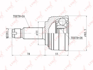Изображение 5, CO3405 ШРУС наружный HONDA Civic (94-01) передний (с кольцом АБС) LYNX