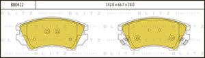 Изображение 1, BB0422 Колодки тормозные OPEL Astra J GTC, Insignia, Zafira C передние (R17) (4шт.) BLITZ