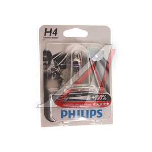 Изображение 1, 12342XVBW Лампа 12V H4 60/55W P43t +100% блистер (1шт.) X-Treme Vision Moto PHILIPS