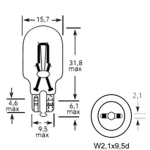 Изображение 2, 4631111143025 Лампа 12V W16W W2.1x9.5d 300лм Стандарт TESLAFT (Россия)