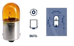 Изображение 2, 173173000 Лампа 12V RY10W BAU15s желтая Yellow NARVA