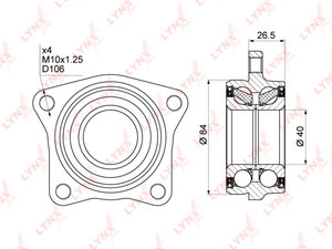 Изображение 1, WB1018 Ступица MITSUBISHI Galant (92-00) передняя с подшипником LYNX