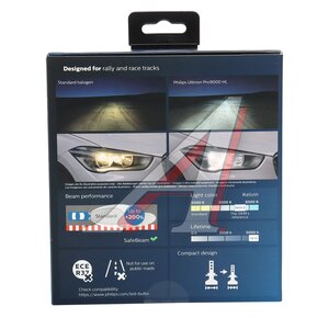 Изображение 6, 11336U90CWX2 Лампа светодиодная 12V/24V H3 PK22s 5800K бокс (2шт.) Ultinon Pro9000 PHILIPS