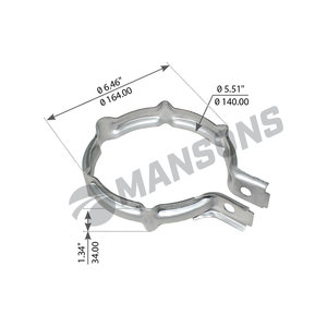 Изображение 1, 900.619 Хомут глушителя VOLVO FH12, 16 (140х30мм) рифленый MANSONS