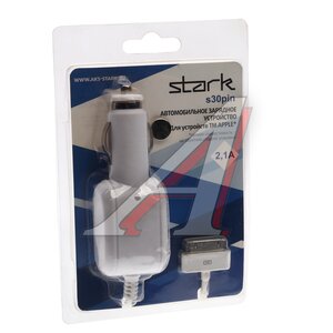 Изображение 1, s30pin 2100 Устройство зарядное в прикуриватель 12V кабель iPhone (-4) STARK