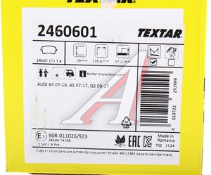 Изображение 6, 2460601 Колодки тормозные AUDI A4, A5 (07-) задние (4шт.) TEXTAR