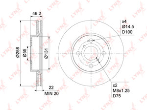Изображение 3, BN-1164 Диск тормозной TOYOTA Yaris (06-) передний (1шт.) LYNX