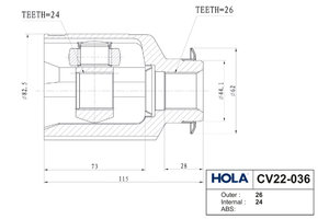 Изображение 4, CV22-036 ШРУС внутренний HYUNDAI ix35 комплект HOLA