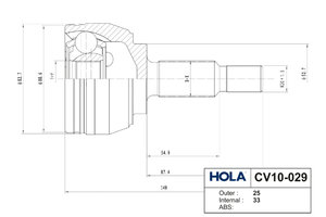 Изображение 4, CV10-029 ШРУС наружный RENAULT Megane (04-) передний HOLA