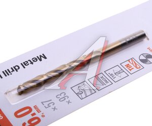 Изображение 3, GP1360-093 Сверло по металлу 6.0х93мм HSS Titanium GEPARD