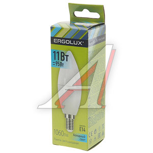 Изображение 2, LED-C35-11W-E14-4K Лампа светодиодная E14 C35 11W (95W) 220V холодный ERGOLUX