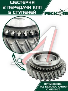 Изображение 5, 255-1701120 Шестерня КПП УАЗ 2-й передачи 5-ти ст. АККОМ