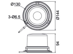 Изображение 7, 370-34-002 Маяк проблесковый 12/24V светодиодный стационарный желтый MEGAPOWER