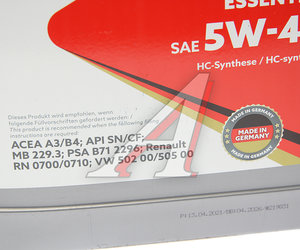Изображение 2, 20367-453-2A Масло моторное ESSENTIAL SN/CF/A3/B4 5W40 синт.4л ROWE