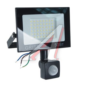Изображение 1, GRE-004-0016 Светильник светодиодный 220V 50W 6500K с датчиком движения черный GRISARD ELECTRIC