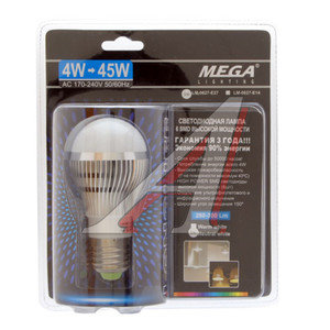 Изображение 1, LM-0627NW-E27 Лампа светодиодная E27 G45 4W(45W) 220V холодный MEGA LIGHTING