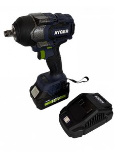 Изображение 6, APW18/850 Гайковерт аккумуляторный 18В 4.0Ач 850Нм 1/2" 0-2300об/мин. бесщеточный (1АКБ Li-Ion,  кейс) AYGER