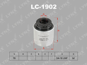 Изображение 1, LC1902 Фильтр масляный VW AUDI SEAT SKODA (1.2/1.4 TSI/TFSI/FSI 1.6) LYNX