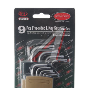 Изображение 4, RF-50913 Набор ключей TORX TS10-TS50 Г-образных 5-лучевых 9 предметов с отверстием в держателе ROCKFORCE