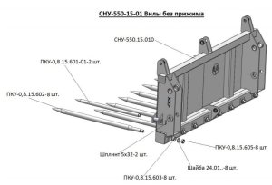 Изображение 1, СНУ-550-15-01 Вилы МТЗ (СНУ-550) без прижима САЛЬСК