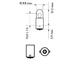 Изображение 5, 12929CP Лампа 12V T4W BA9s PHILIPS